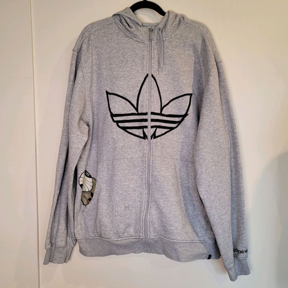 RARE ADIDAS treefoil alien full zip grey hoodie …